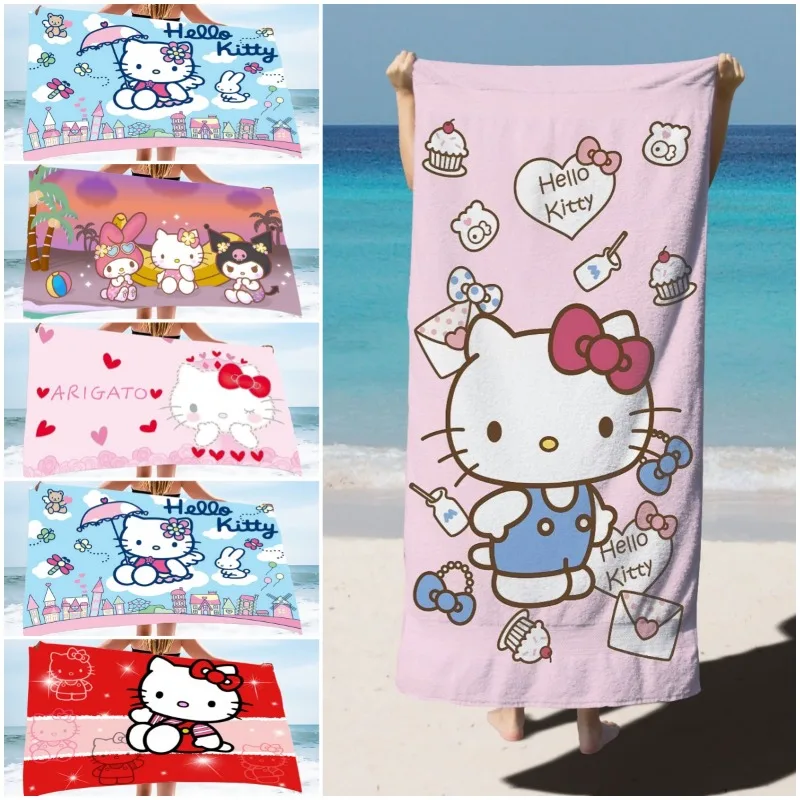 2024Sanrio Hellokitty Bath Towels Microfiber Blanket Quick Drying Beach Towels Printing Towel Summer Swim Shower Towel Blanket