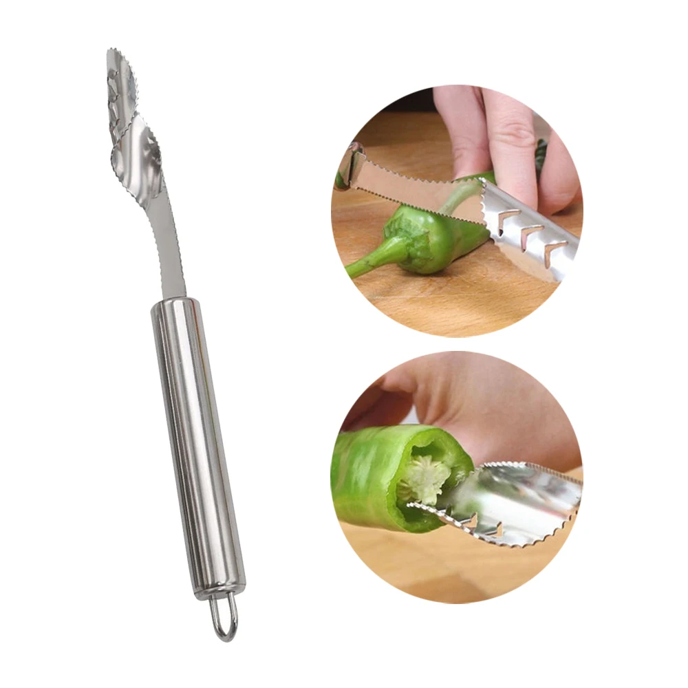 1pcs Vegetable Fruit Coring Tool Pepper Tomato Slicer Edge Rotating Cutter Corers Seed Remover Stainless Steel Kitchen Gadgets