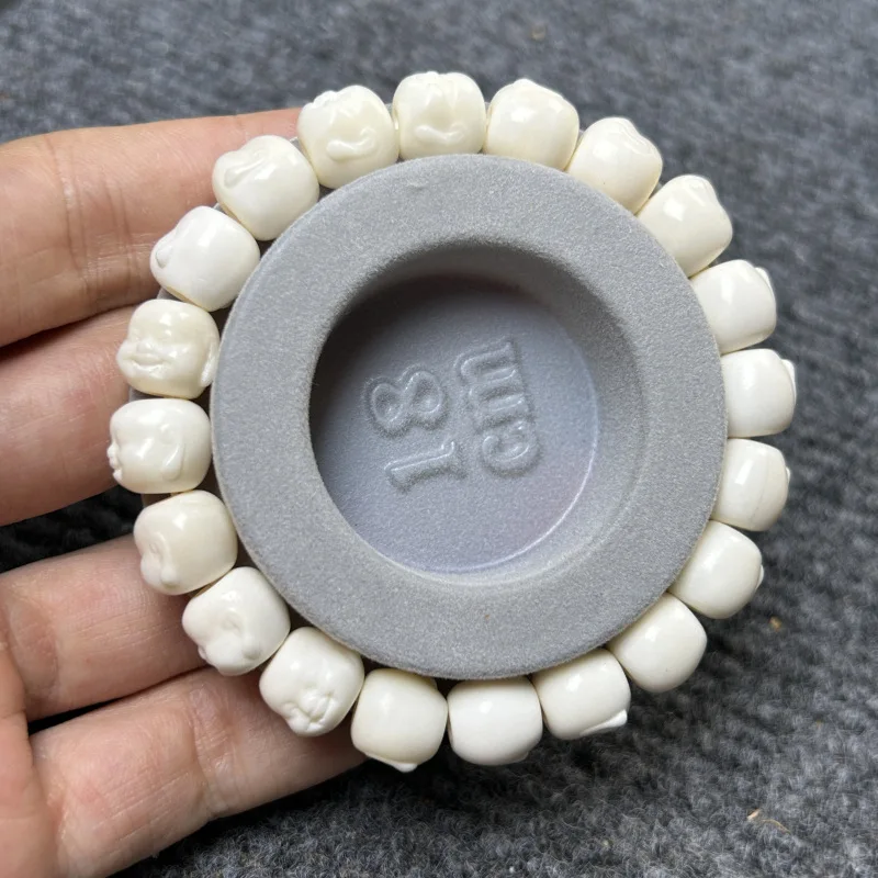 Natural mammoth bone carved passion seed bracelet, oil content, high density, 108 Buddha beads, 8*10*12mm