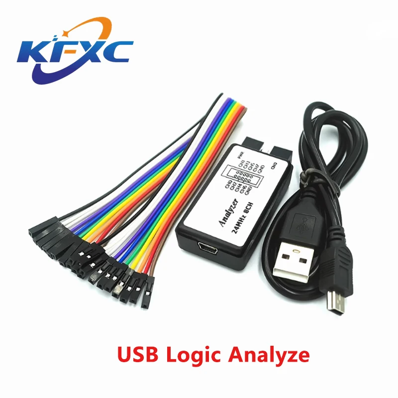 Logic Analyzer 24MHz Logic Analyzer Device USB Logic Analyzer Device Set Mini Digital Pocket Size 8 Channel Input Memory 24MHz