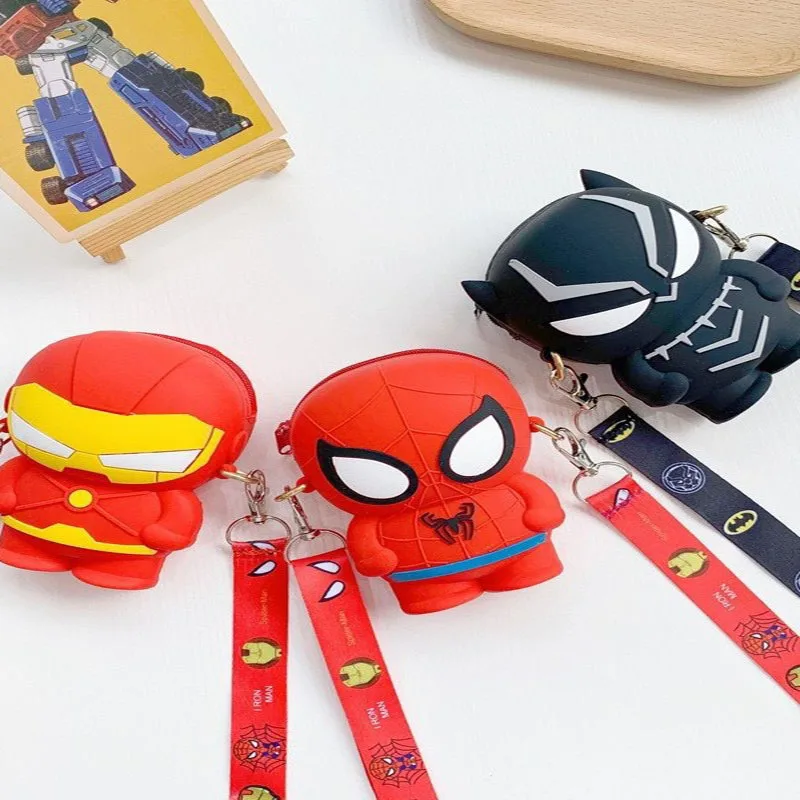 Anime The Avengers Marvel Cartoon Spider Man Change Card Bag Iron Man Adjustable Strap Kids Money Bag Charm Birthday Xmas Gifts