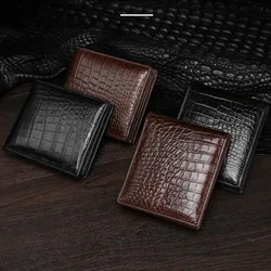 Genuine Leather Men's Designer Mens Clear Wallet Small Business Short Multi-card Card Purses European Fashion Style Brown Purse