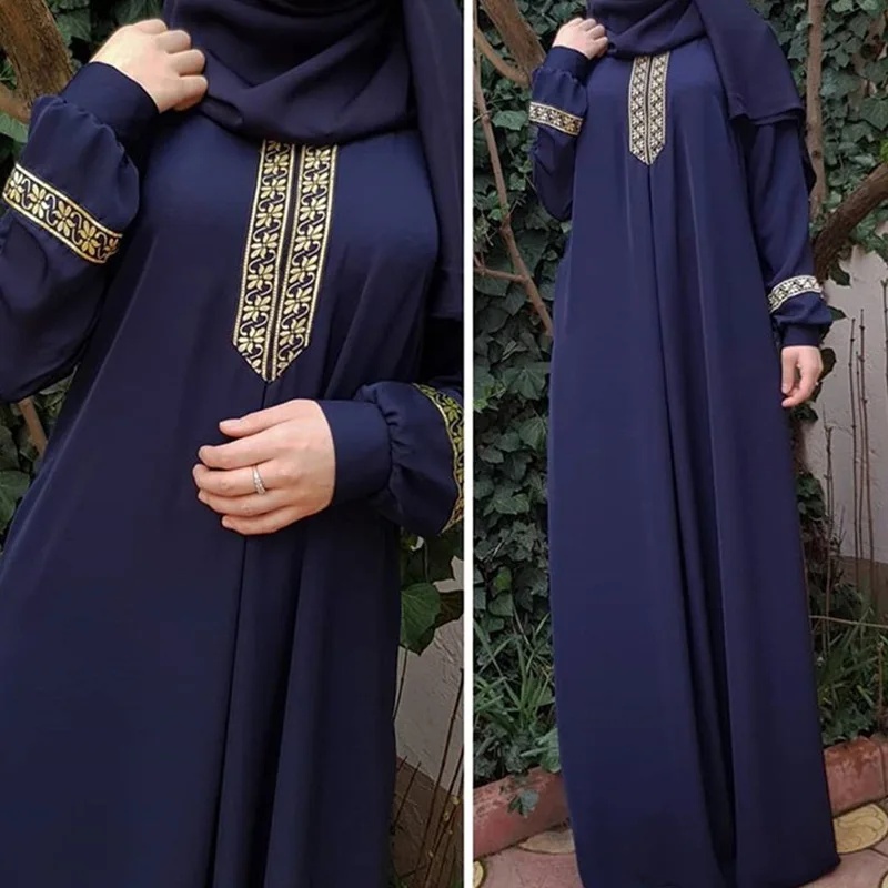 New Women\'s Fashion Muslim Dress Vintage Islamic Loose Clothing Elegant Dubai Turkish Long Sleeve Party Dresses