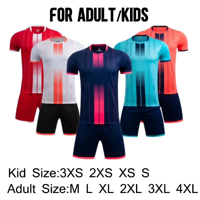 Custom Soccer Jersey Set para homens e crianças, secagem rápida, respirável, equipe, clube de treinamento, uniforme de futebol, 2 pcs, 22, 23