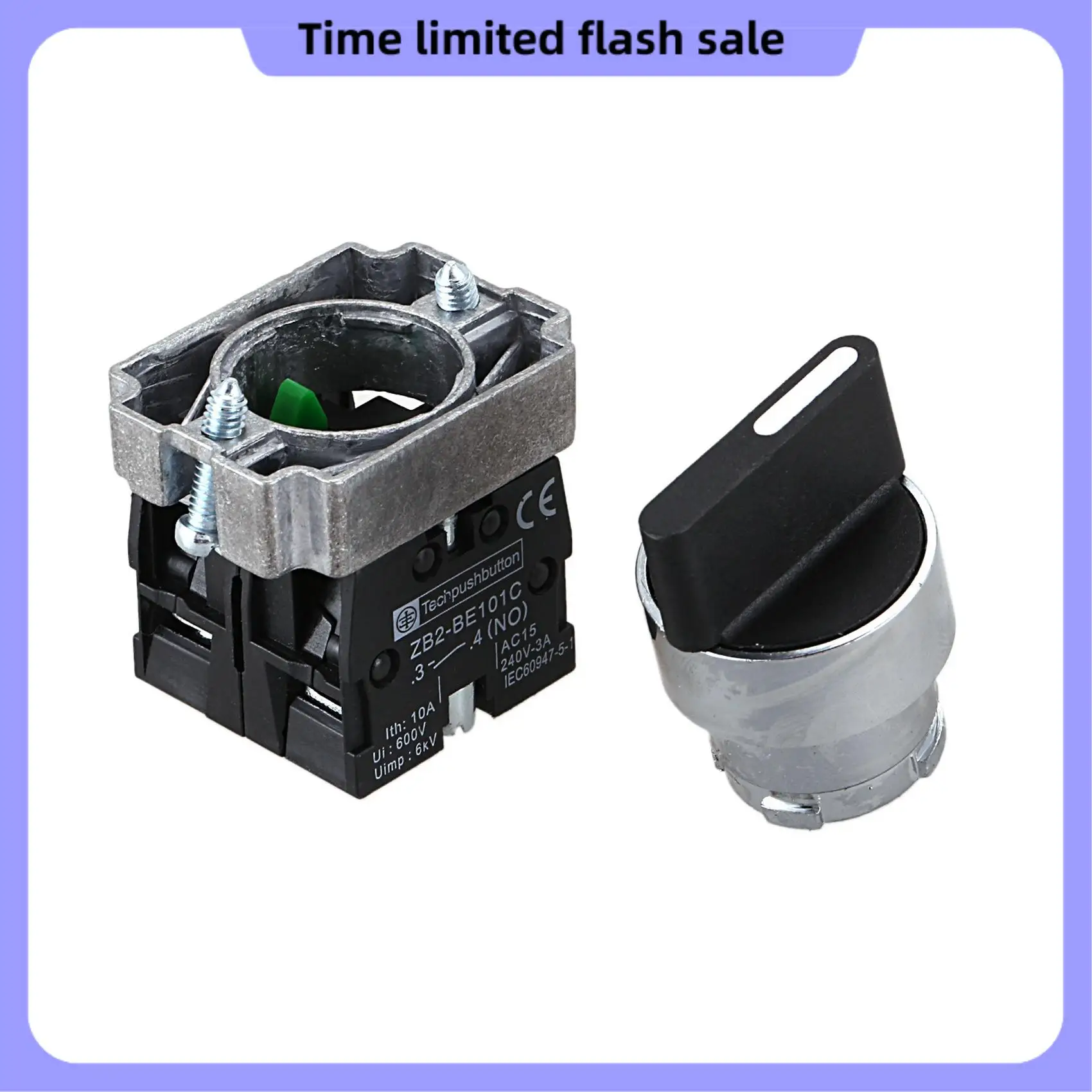 

A40T 5 шт. 22 мм с фиксацией 2 NO 3-позиционный поворотный переключатель ZB2-BE101C черный