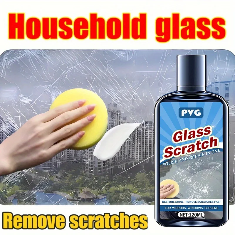 Glass Scratch Repair Paste - Quickly and Effectively Removes Minor Scratches and Fog Stains - Traceless Polishing Agent for Car Windows, Home Door Mirrors, Shower Glass - Restores Clarity and Shine - Repairs Glass Surfaces in Cars and Homes, Easy to Use, Durable, Professional-Grade Detail Treatment
