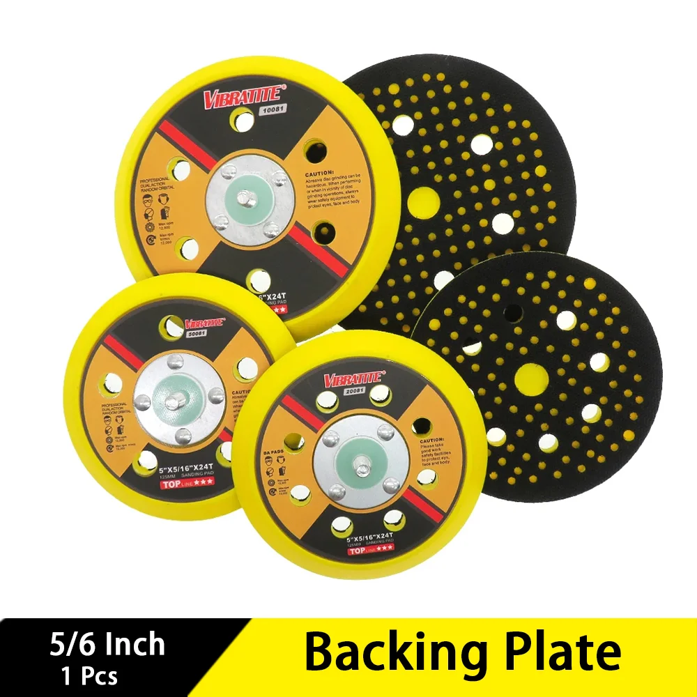 5/6 Inch Sanding Backing Plate 1 Pcs Random Orbital Sanding Pad PU Hook and Loop 24 Thread DA Sander & Polisher Power Tools