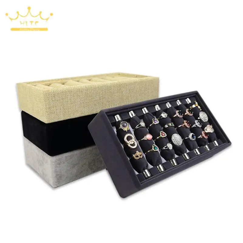 Jewelry Tray Ring Organizer Display Case 7 Sticks Jewelry Display Holder for Ring Detachable Plate for Jewelry Exhibitor