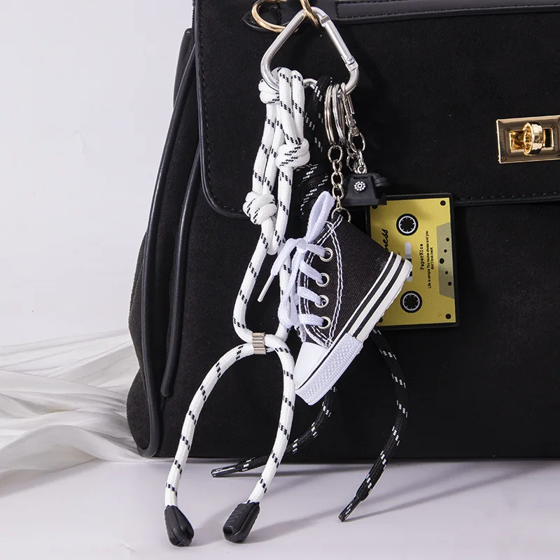 Fashionable Mini Multi-color Canvas Shoes Sports Style Woven Rope Bags Hanging Accessories Car Keychains Accessories