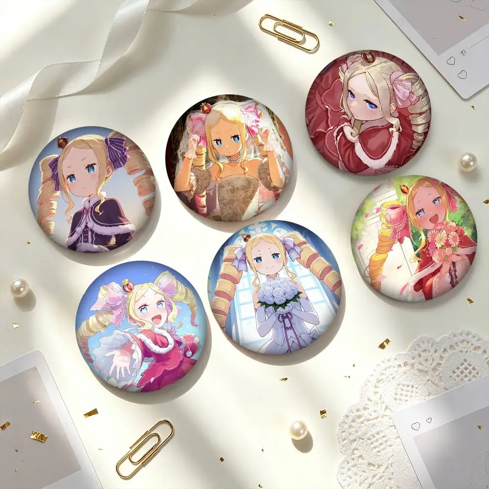 B-Beatrice ReZero Anime  25 32 44 58 75mm Badges Personalized Round Brooches Pins Accessory Gift