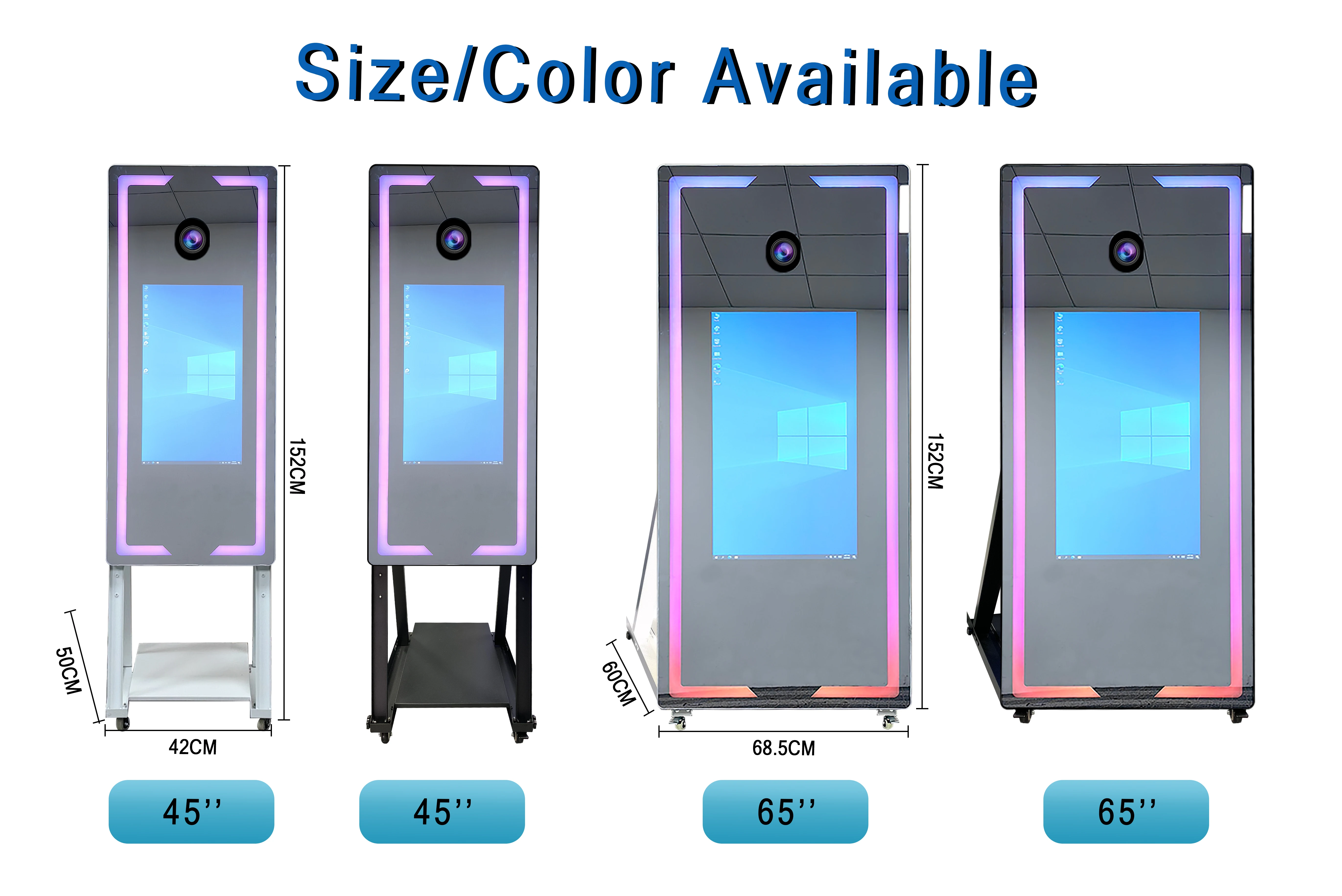 ZJW high-quality hot selling customized products Smart 65 Inch Screen Folding Mirror Selfie Photo Booth Machine 32in 43 in Mirro