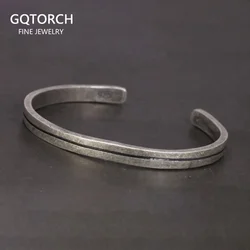 Viking Armband 925 Sterling Silver Men's Women's Vintage Handmade Bracelet Simple Classic Fine Jewelry Open Cuff Bangle