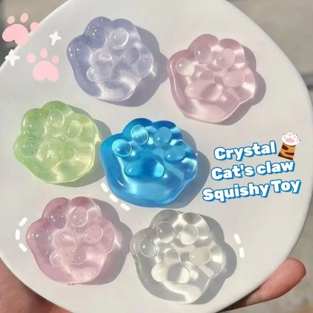 Kawaii Cat Claw Squeeze Toy Quick Rebound Jelly Mini Cute Sensory Toys Stress Relief Realistic Fidget Funny Cat Claw Toy Gift