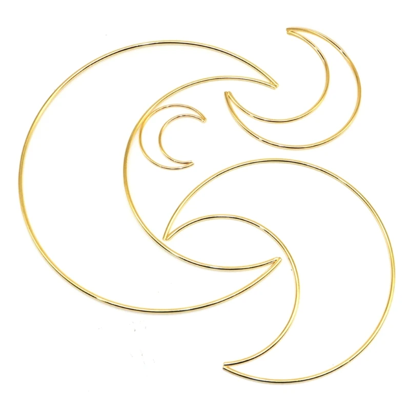 Cadre attrape-rêves en forme lune, anneau circulaire pour attrape-rêves fait à main, décoration murale en métal macramé,