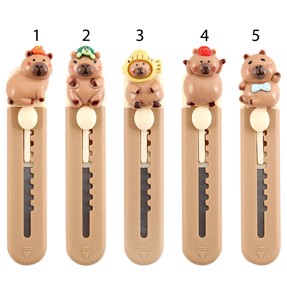 Cute Plastic Capibara Cutter Cartoon School Office Supplies Paper Cutting Tool Mini Retractable Letter Opener