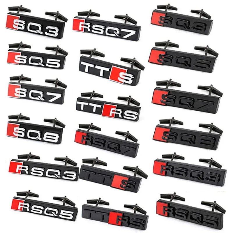 

ABS Car Styling Front Grille Emblem Badge for Audi SQ3 SQ5 SQ7 SQ8 RSQ3 RSQ5 RSQ7 TTS TTRS Black Logo Auto Retrofit Accessories