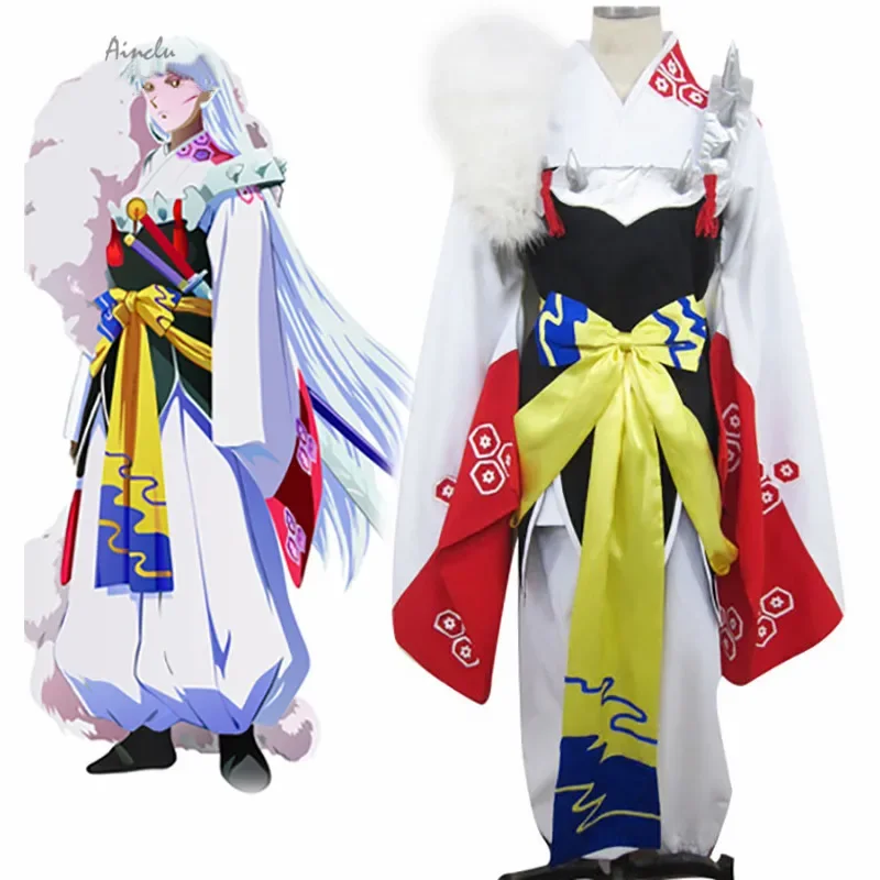 Anime InuYasha Sesshomaru Cosplay Kimono Japanese Costume Customizable Kid And Adults Size