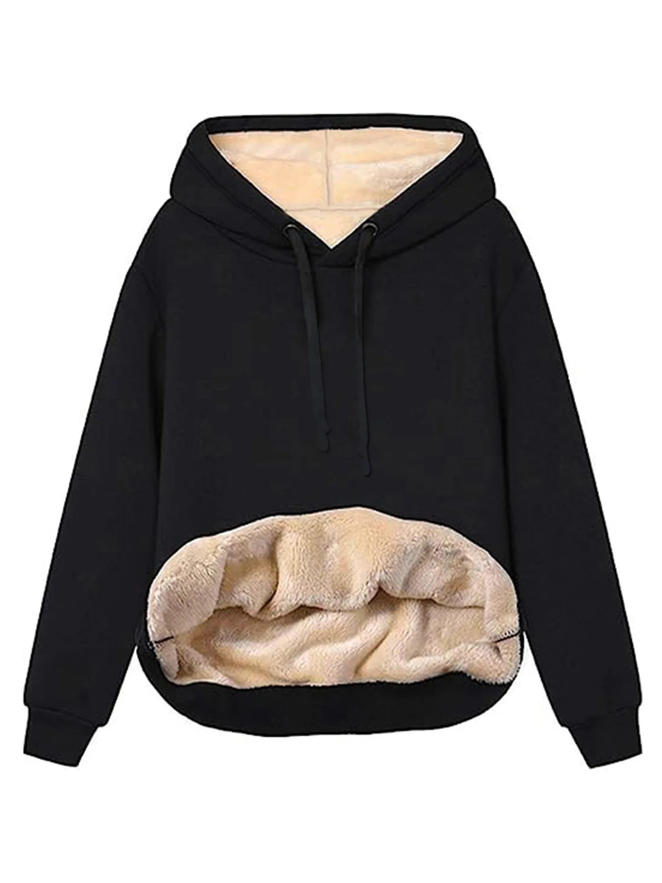 Women's Warm Fleece Lined Hoodie Thick Sherpa Pullover Drawstring Winter Sweatshirt Long Sleeve Multicolor Casual Top