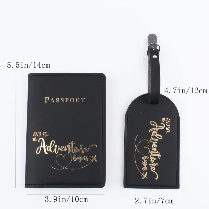 New Fashion PU Leather Luggage Tag Passport Holder Set Women Passport Cover Protector Business Travel Men ID Credit Card Holder