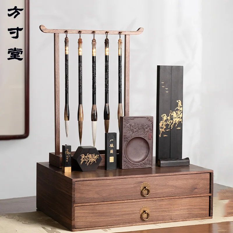 

Набор для изучения четырех сокровищ, специально для кисти и каллиграфии, полный набор чернил, бумаги и чернильного камня, коллекция чернильных камней и подарков.