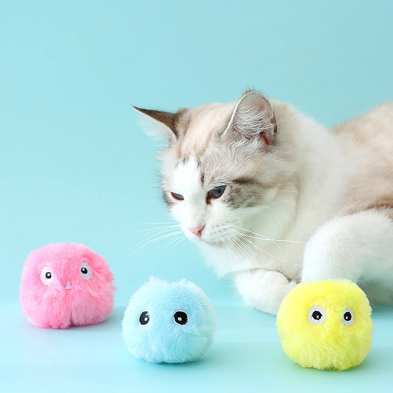 

3pcs Interactive Ball Smart Cat Toys EVA Plush Simulated Animal Sounds Electric Kitten Training Toy with Catnip Pet Accessories