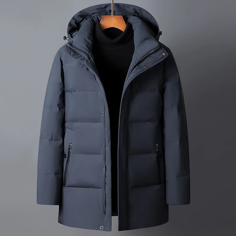 Casual 2024 Winter männer Warme Einfarbig Mit Kapuze Ente Unten Jacken Streetwear Lose Winddicht Puffer Mäntel Outdoor Unten Kleidung