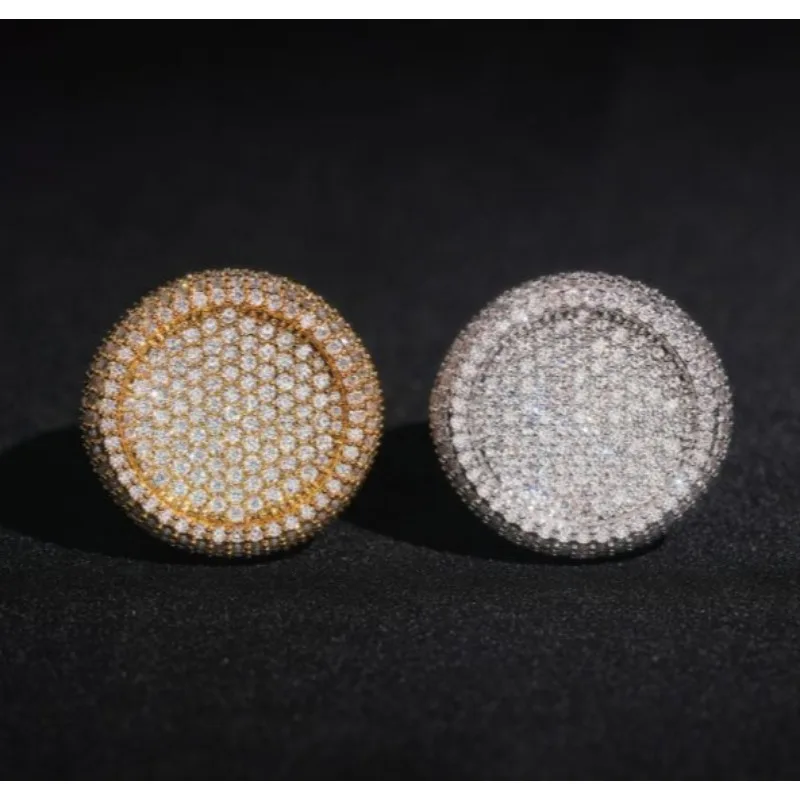 Full Pavé Zirconia Round Statement Rings – Gold & Silver Plated, Hip Hop Luxury Jewelry for Men & Women​ diamond ring