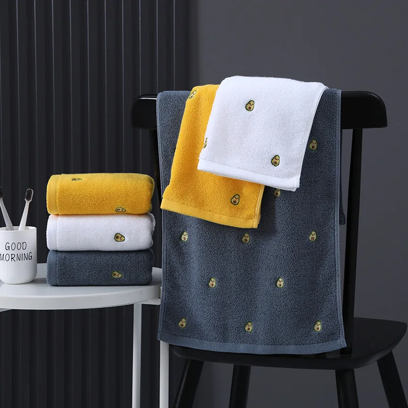 

1/4/6PCS Cute Avocado Embroidered Face Towels Super Soft Cotton Thick For Adults Kids, Home Bathroom Beach Swim Spa Gift Towels