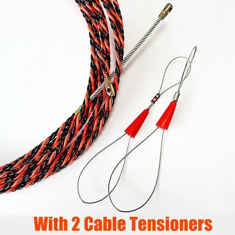 5mm 5-40m Length Fiberglass Electric Cable Tape Conduit Duct Cable Push Puller Tools Wheel Pushing for Wiring Installation