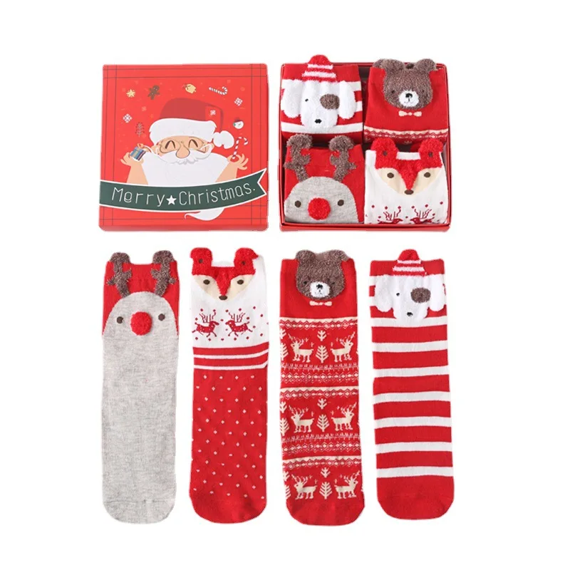 

Festive Christmas Women's and Men Sock Gift Box Set with Cute Fox and Dog Designs EUR SIZE 35-44