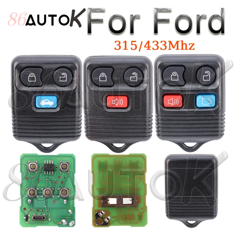 Car Key Shell 315/433MHZ for Ford Explorer Escape 2002 Keyless Entry Remote Control Clicker Transmitter CWTWB1U331 3/4 Buttons