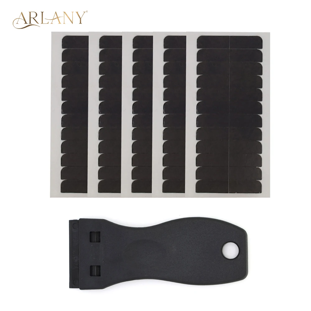 

ARLANY Plastic Scraper Kit with 60 Tabs Hair Extension Tape Adhesive Replacement Salon Barber Sticker Label Removal Scraper Tool