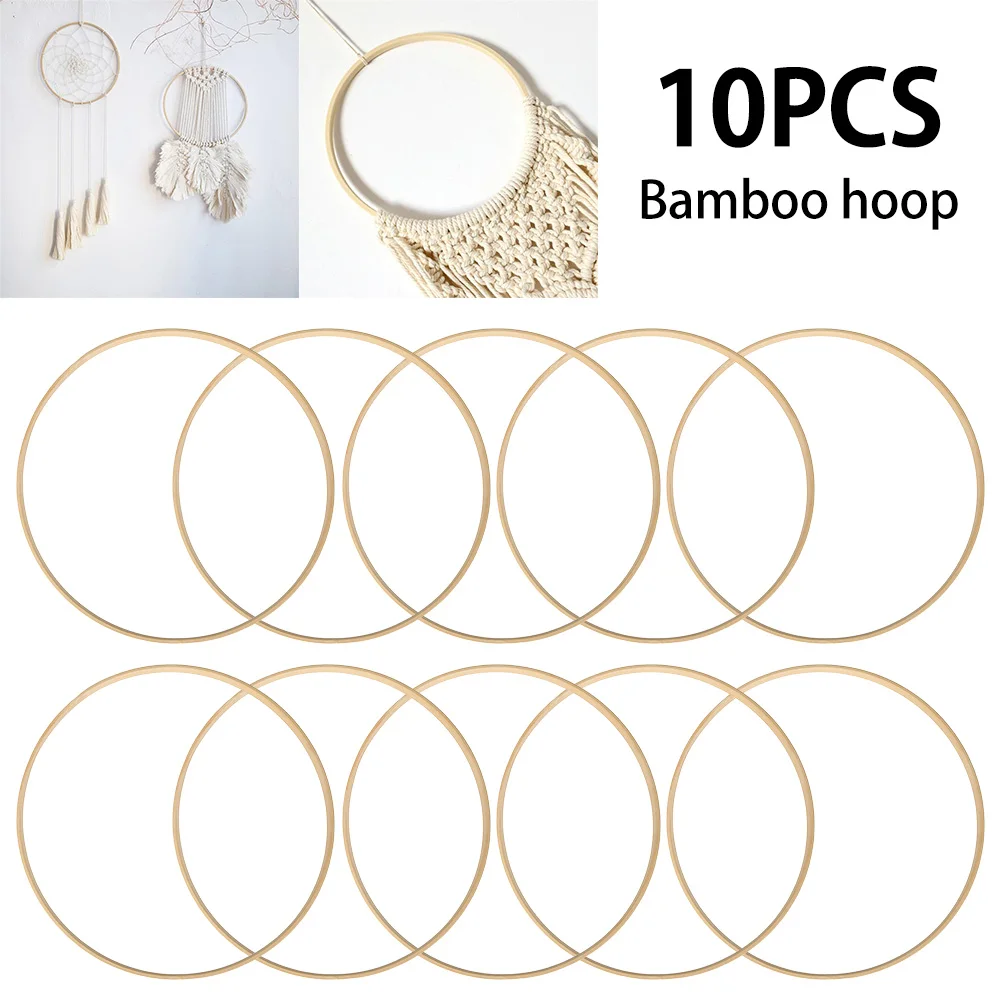 10/20Pcs Wooden Bamboo Rings Floral Hoops Wreath Rings Handmade Macrame Craft Hoop Ring for DIY Dream Catcher Wedding Decoration