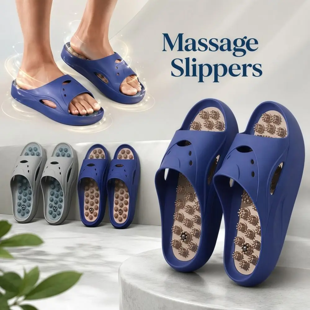 New Acupressure Massage Slippers Men Anti-Slip Anti-odor Sandals Slippers Lightweight Soft Bottom Home Slippers Relieve Fatigue