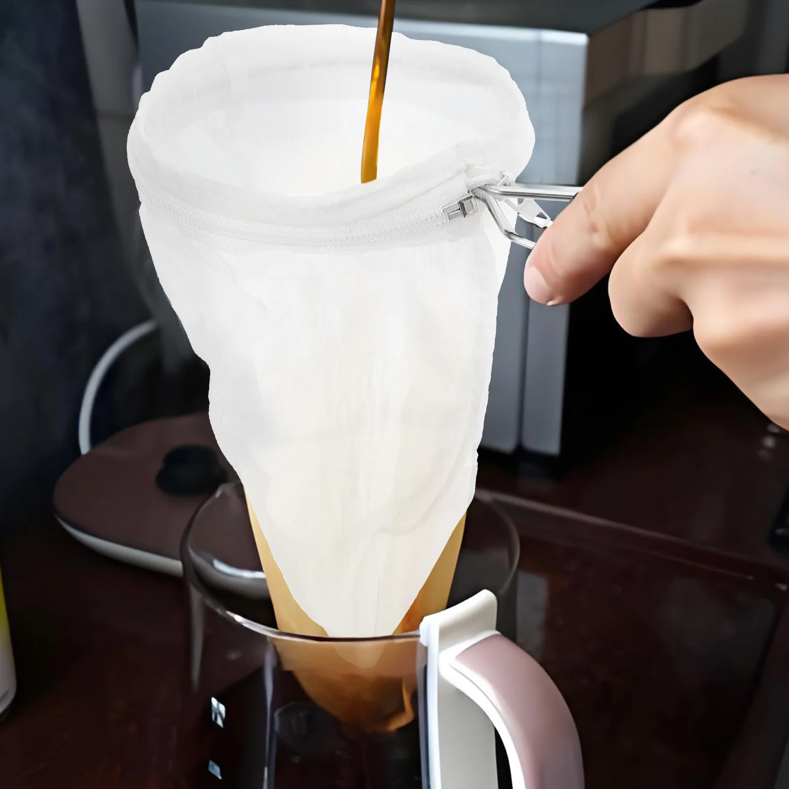 Saco de filtro de café reutilizável aço inoxidável bolsa de malha fina para chá iogurte vinho soja leite cozinha filtro ferramenta