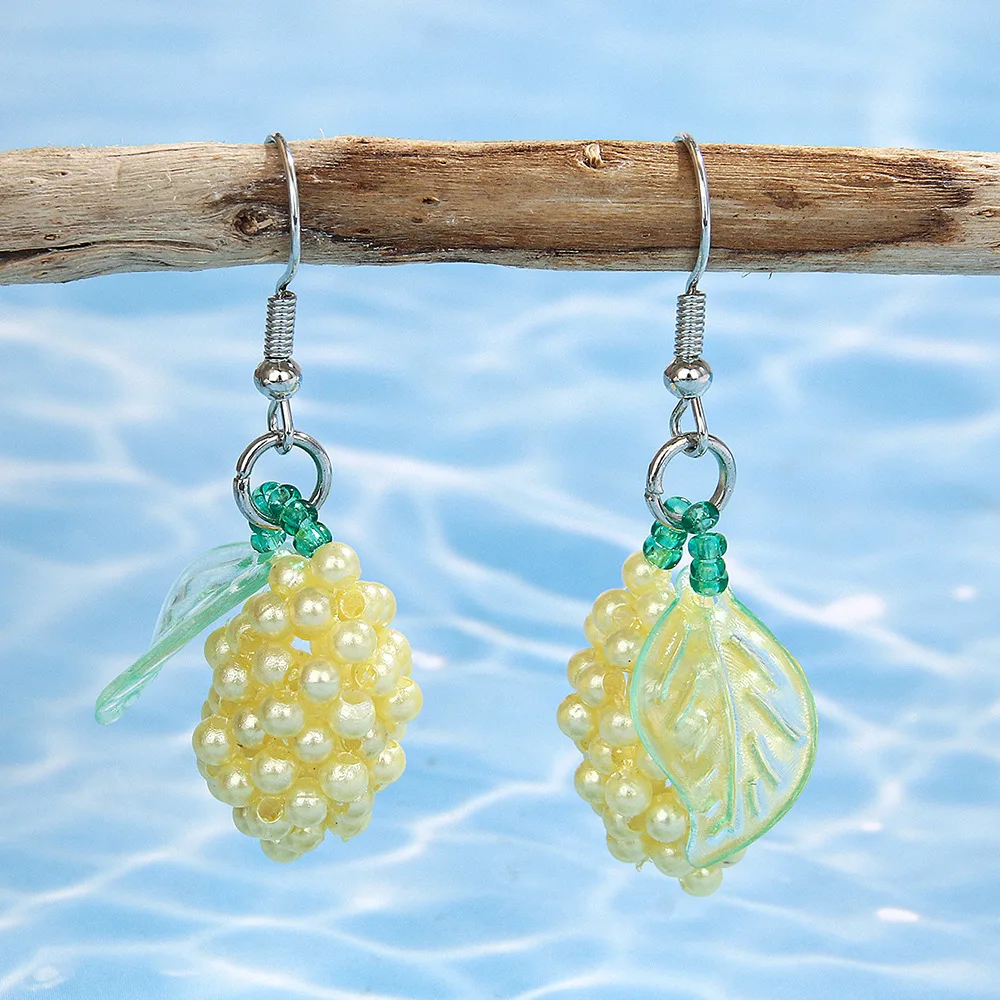 

Серьги из рисовых бусин в богемном стиле, сотканные вручную, ананас, клубника, лимон, смешивание цветов, милые свежие индивидуальные украшения из бисера