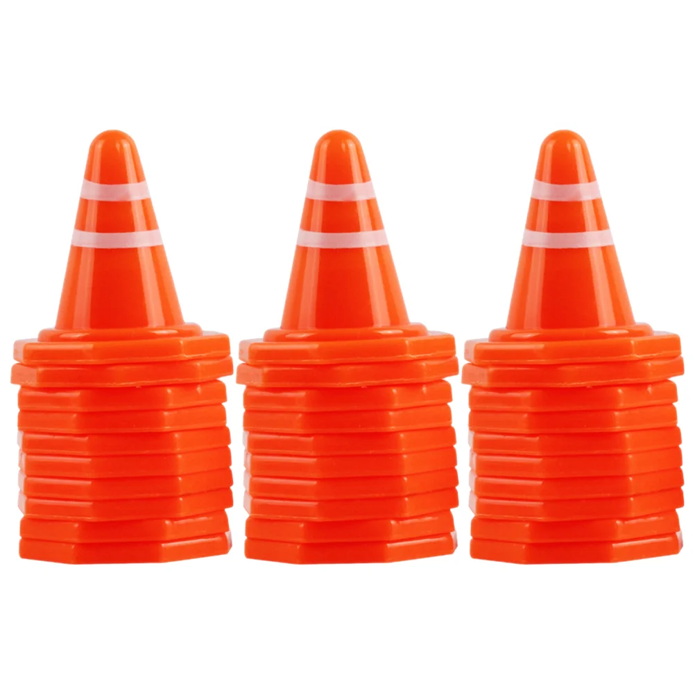 50 Pcs Traffic Sign Toys Mini Signs Cones Models Cognitive Baby Car Signal Plastic Simulation Road