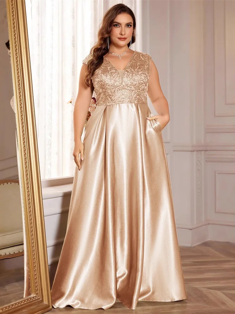 

Новое вечернее платье больших размеров V-Ne Long Sve Fi Tail, женское коктейльное платье, трансграничное, хит продаж, S Ele Silken