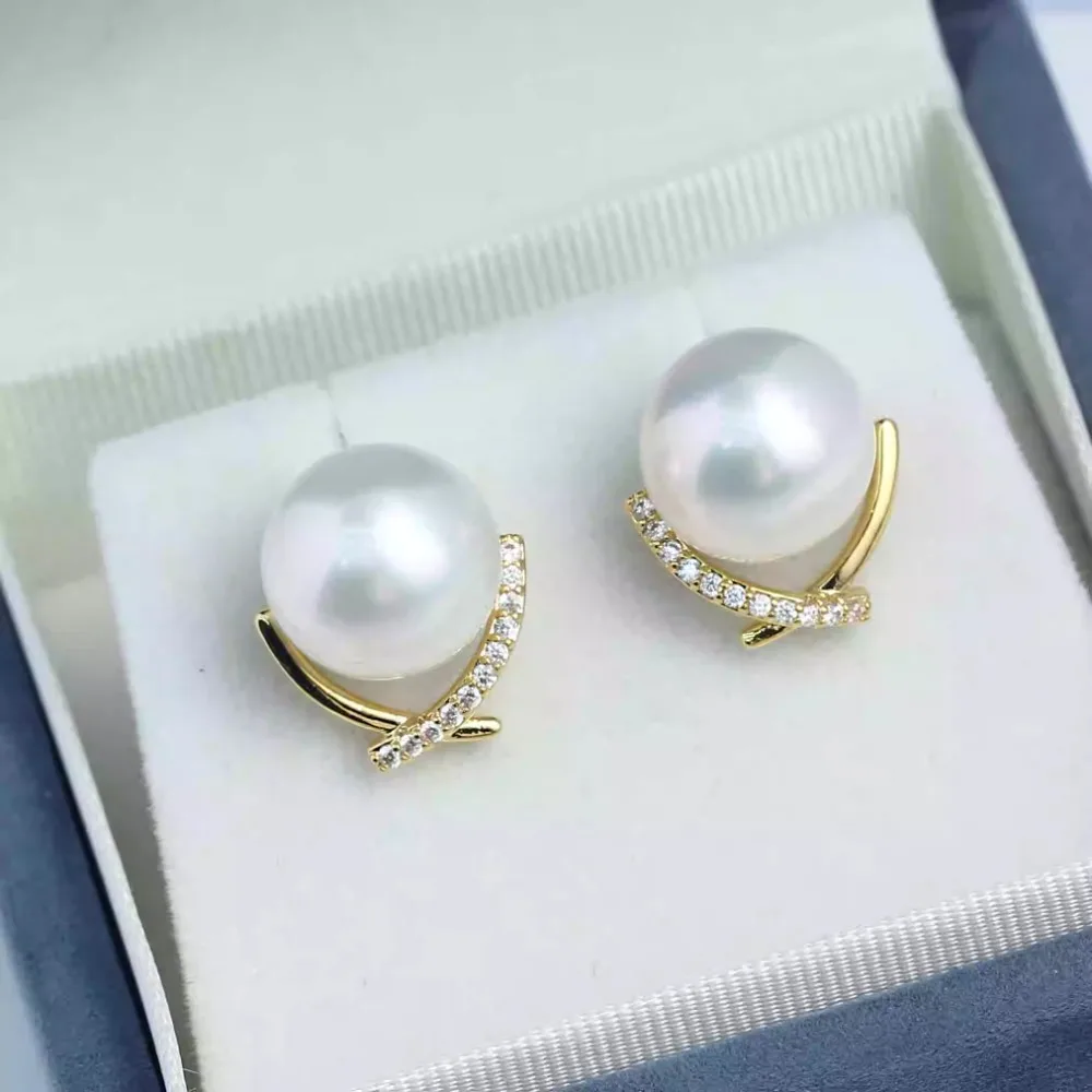 

10PCS S925 Sterling Silver Needle 18K Gold Wrapped Plated Brass Earring Settings Diy Jewelry Pearl Earrings Accessories