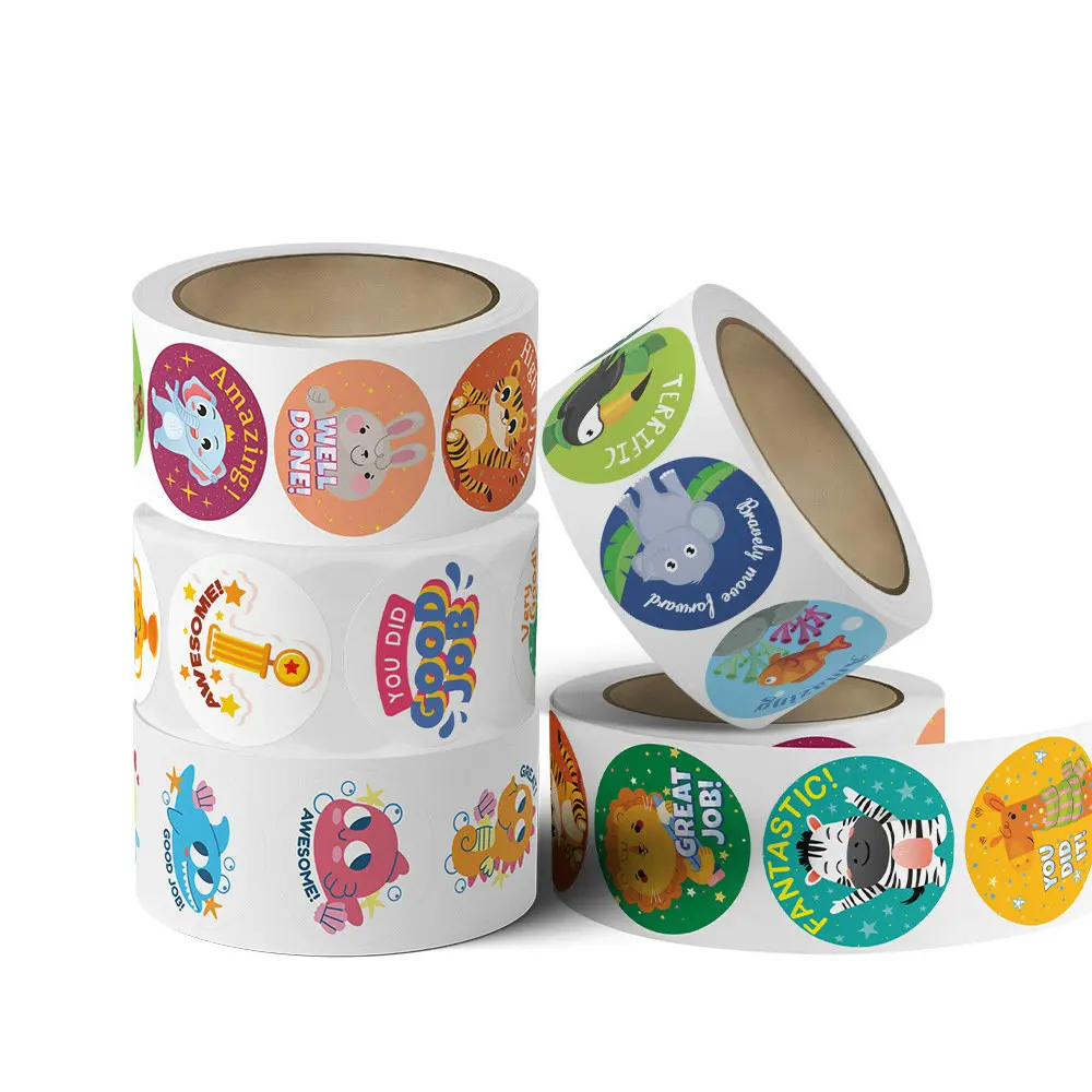 

Wholesale Children's motivational stickers Animal sealing tape DIY CUSTOMIZED Reward encourage decoration Self-adhesive label