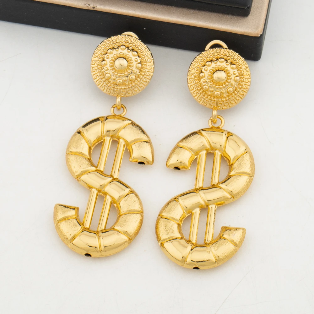 Trendy US Dollars Drop Earrings Round Mermaid Earrings for Women Golden Color Jewelry Geometry Simple Jewellery Birthday Gifts