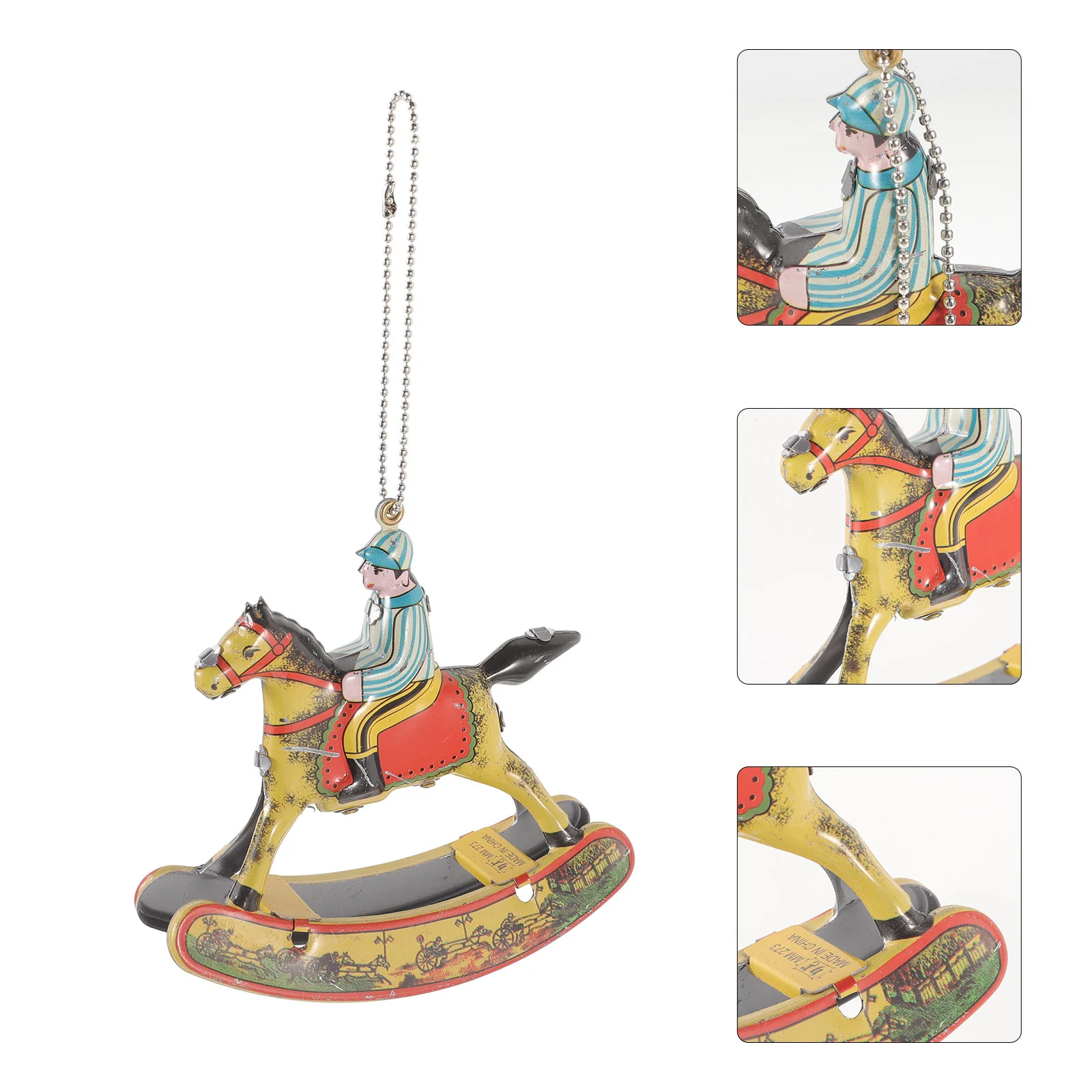 

Tin Toys Kids Room Adornment Layout Household Horse Wind up Office Desk Decor Adorable Unique Rocking Ornaments Home