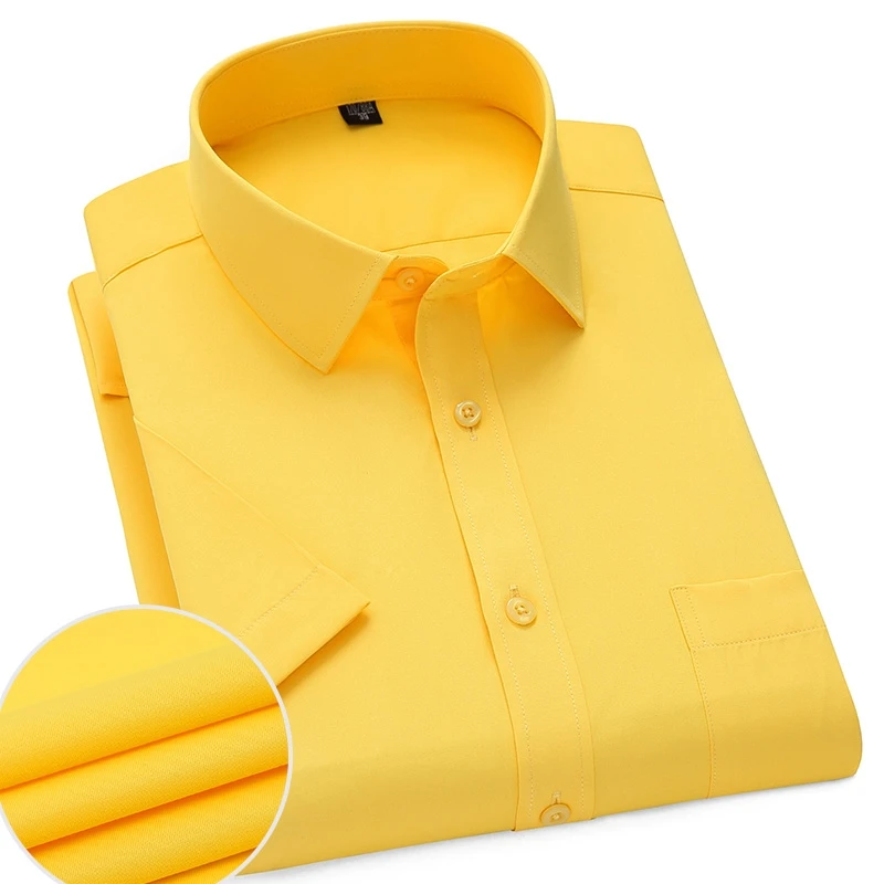 Summer Short-Sleeved Men\'s Shirts Formal Wear Comfortable And Easy To Care Fashionable Business Office White Red Yellow Shirts