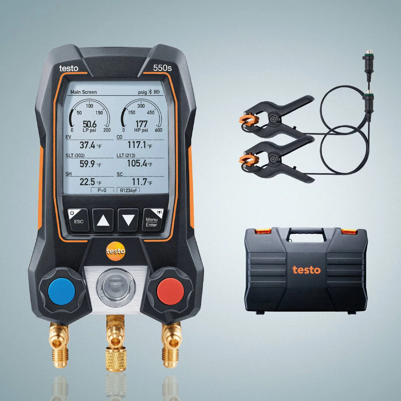 Kit Básico Original Testo 550s, Manómetro Digital Inteligente con Sondas de Temperatura con Cable 0564 5501