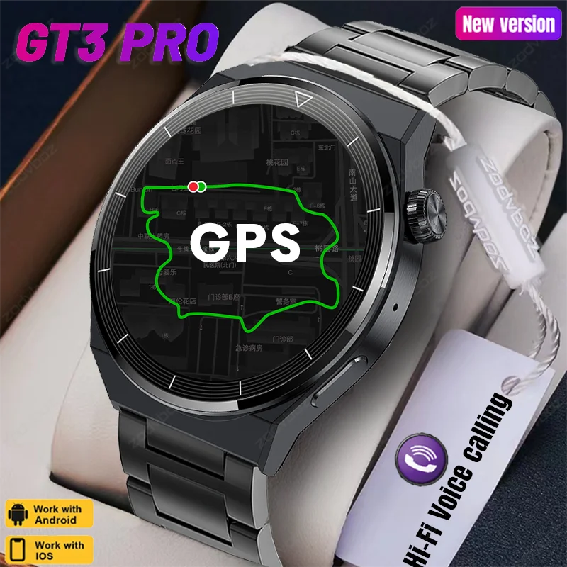 Original Watch GT3 Pro smart WatchesMen AMOLED HD Screen Bluetooth callGPS Tracker Heart Rate lP68 WaterproofSmartwatch 2024