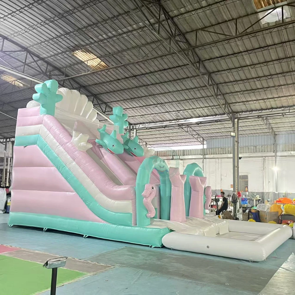 Commercial Outdoor Inflatable Castle with Water Pool and Slide Bounce House Jumper for Kids Amusement Park Entertainment