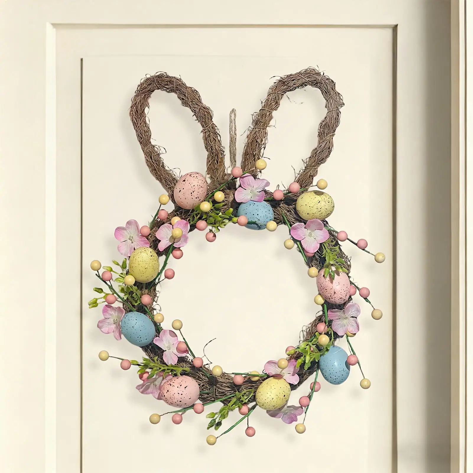 

Пасхальные венки для входной двери, праздничные искусственные цветочные гирлянды с яйцами, декор для входной двери в виде кролика, для крыльца, дома, фермерского дома