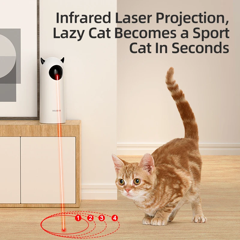 ROJECO Automatic Cat Toys Interactive Smart Teasing Pet LED Laser Indoor Cat Toy Accessories Handheld Electronic Cat Toy For Dog