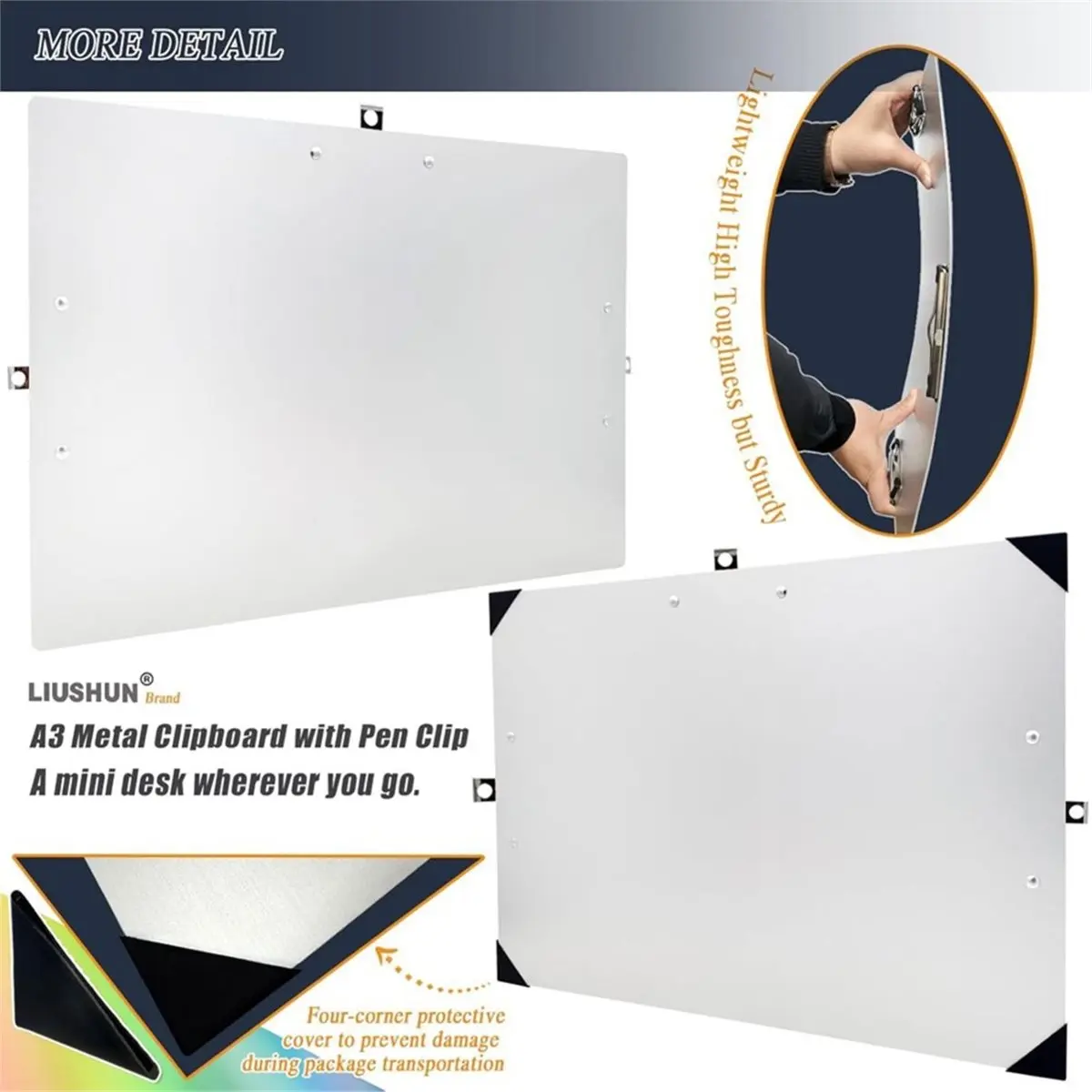 618 Mega Sale Three Clip Aluminum 11x17 Clipboard Hangable Clipboards Art Pen Holder Extra Large Clip Board for Business