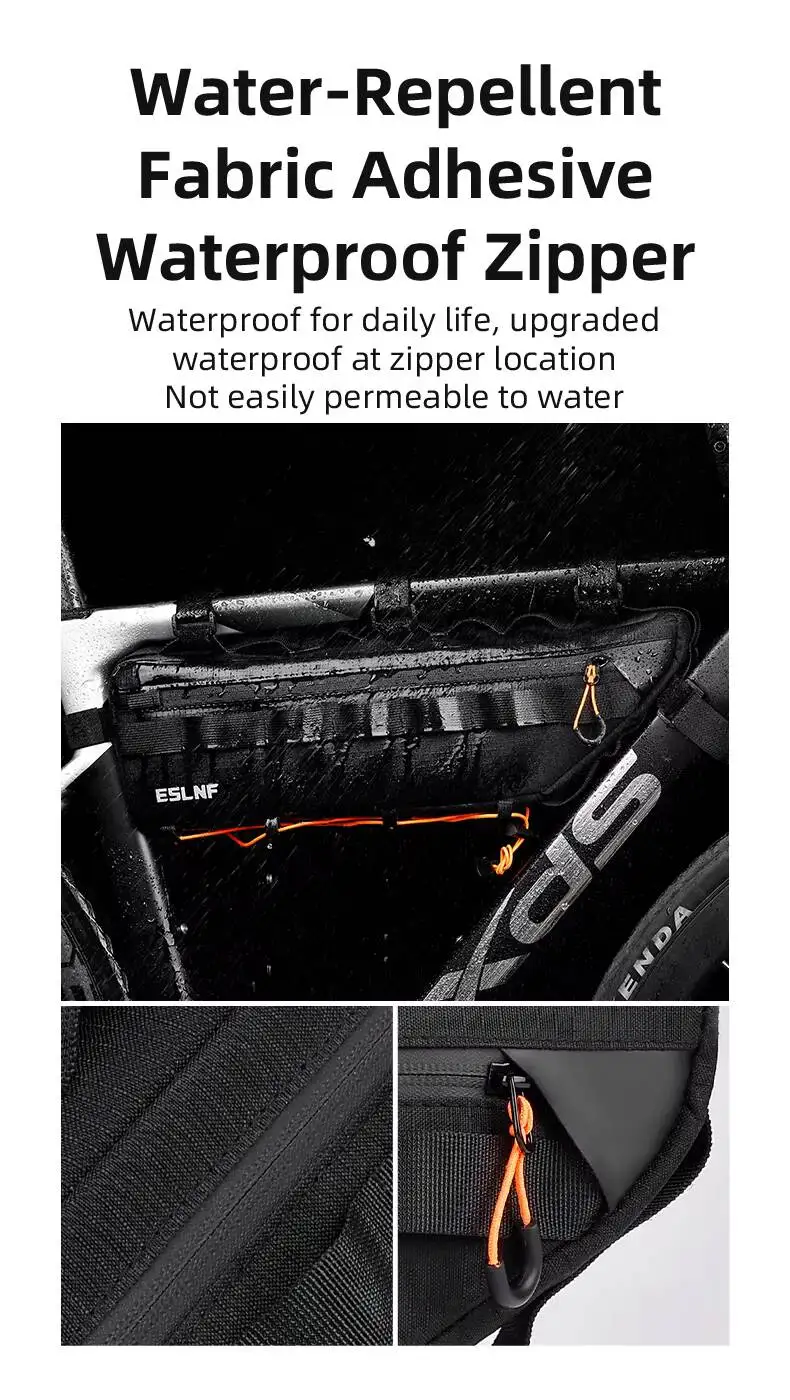 ESLNF Fahrrad-Oberrohrtasche für Fahrräder, große Kapazität, stabile Befestigung, langlebige, wasserdichte Innentaschen für Werkzeuge, Telefone – Detail 9